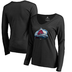 Colorado Avalanche Women's Midnight Mascot Long Sleeve V-Neck T-Shirt - Black - NHL 2874641