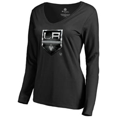 Los Angeles Kings Women's Midnight Mascot Long Sleeve V-Neck T-Shirt - Black - NHL 2874647