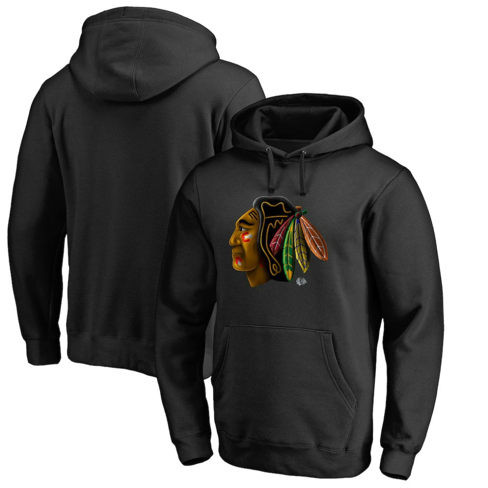 Chicago Blackhawks Midnight Mascot Pullover Hoodie - Black - NHL 2874770