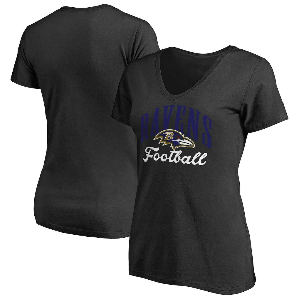 Baltimore Ravens Women's Victory Script V-Neck T-Shirt -Black