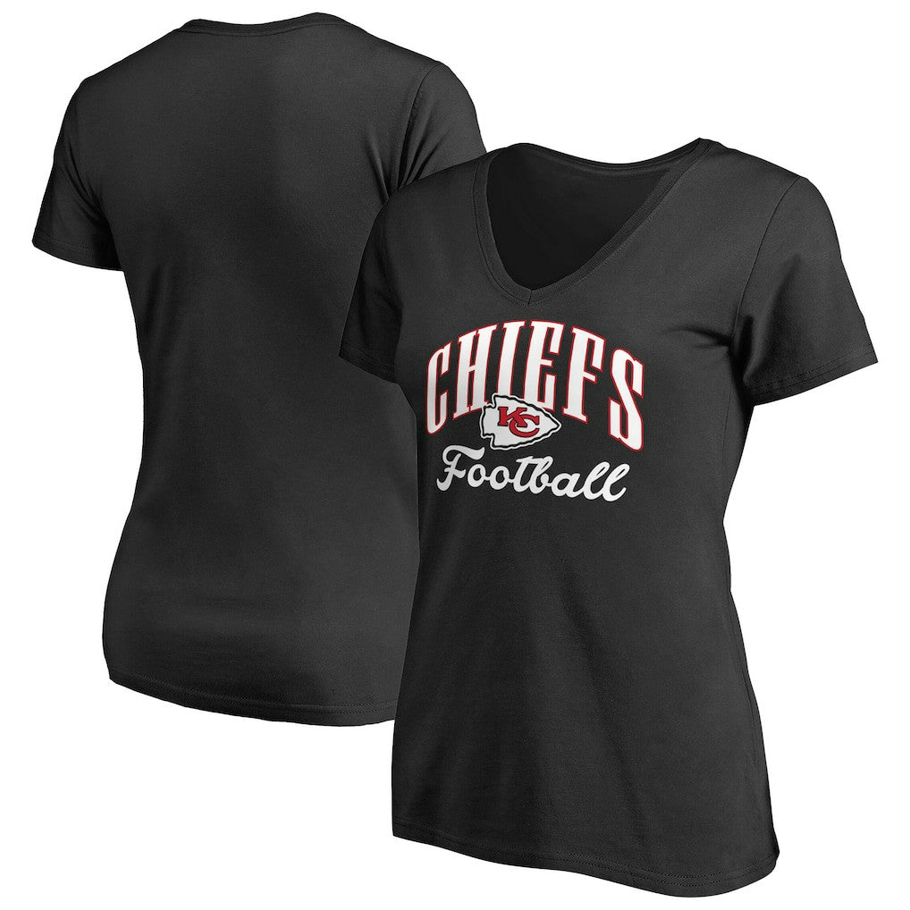 Kansas City Chiefs Women's Victory Script V-Neck T-Shirt -Black