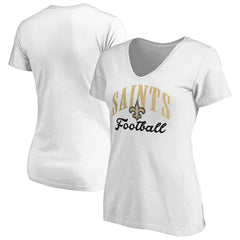 New Orleans Saints Women's Victory Script V-Neck T-Shirt -White