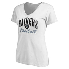 Las Vegas Raiders Women's Victory Script V-Neck T-Shirt -White