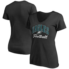 Philadelphia Eagles Women's Victory Script V-Neck T-Shirt -Black