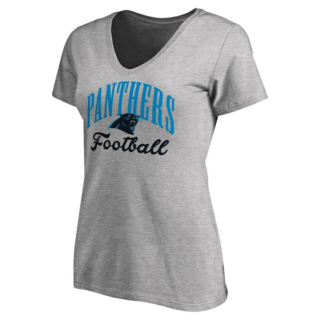 Carolina Panthers Women's Victory Script V-Neck T-Shirt Heather Gray