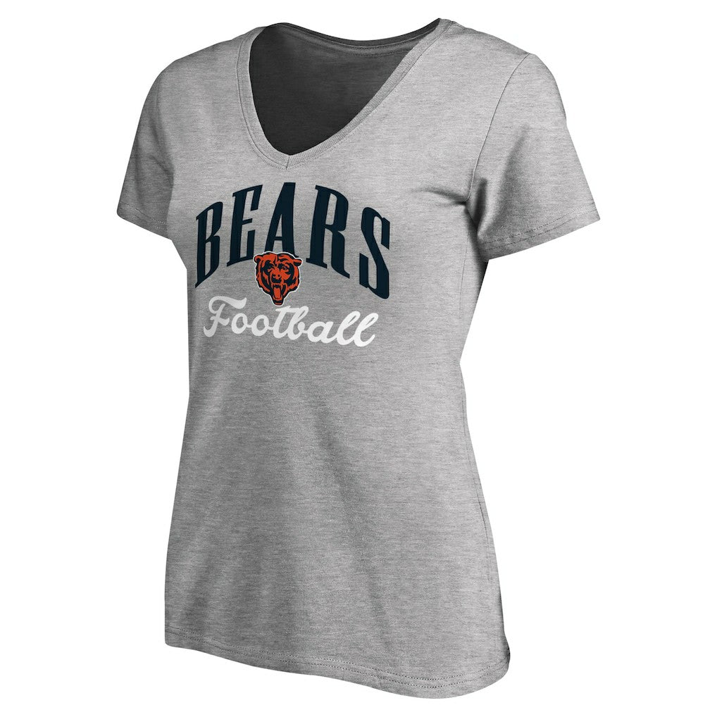 Chicago Bears Women's Victory Script V-Neck T-Shirt Heather Gray