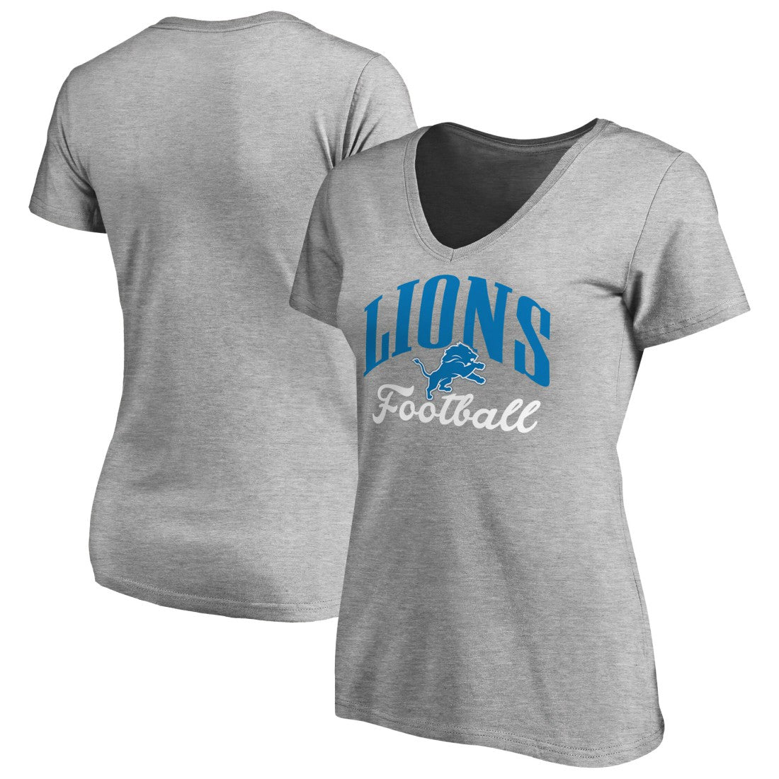 Detroit Lions Women's Victory Script V-Neck T-Shirt Heathered Gray