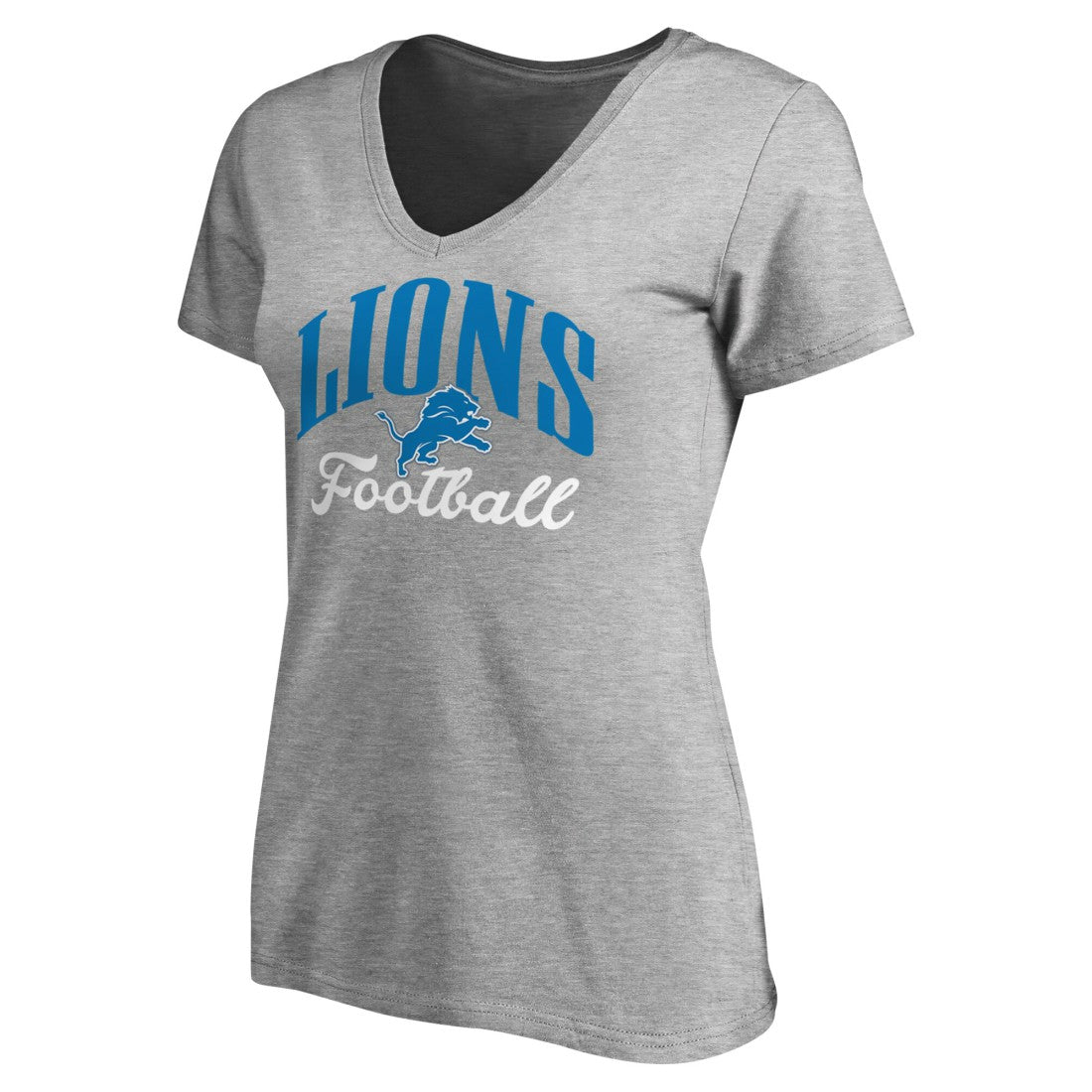Detroit Lions Women's Victory Script V-Neck T-Shirt Heathered Gray