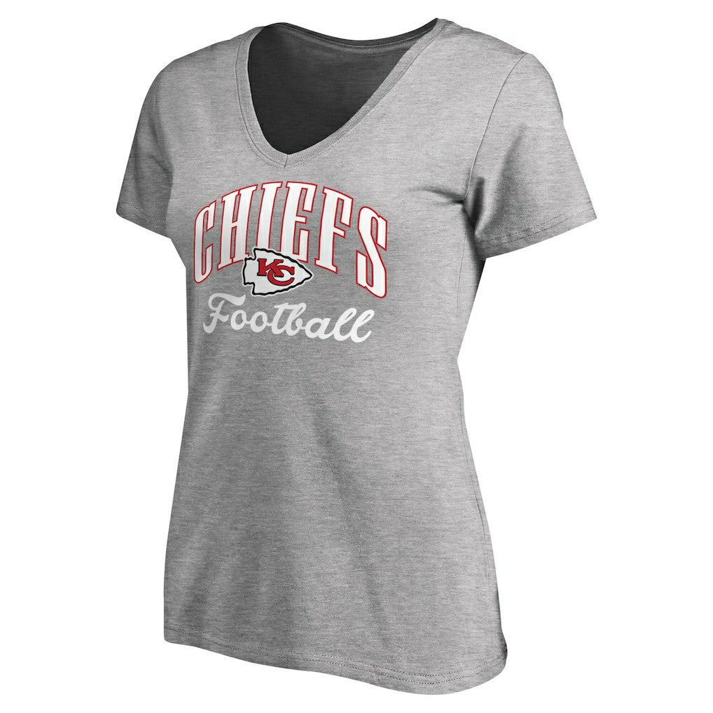 Kansas City Chiefs Women's Victory Script V-Neck T-Shirt Heathered Gray