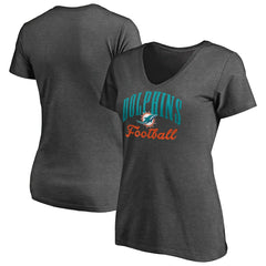 Miami Dolphins Women's Victory Script V-Neck T-Shirt Heathered Gray