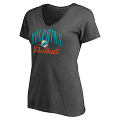 Miami Dolphins Women's Victory Script V-Neck T-Shirt Heathered Gray