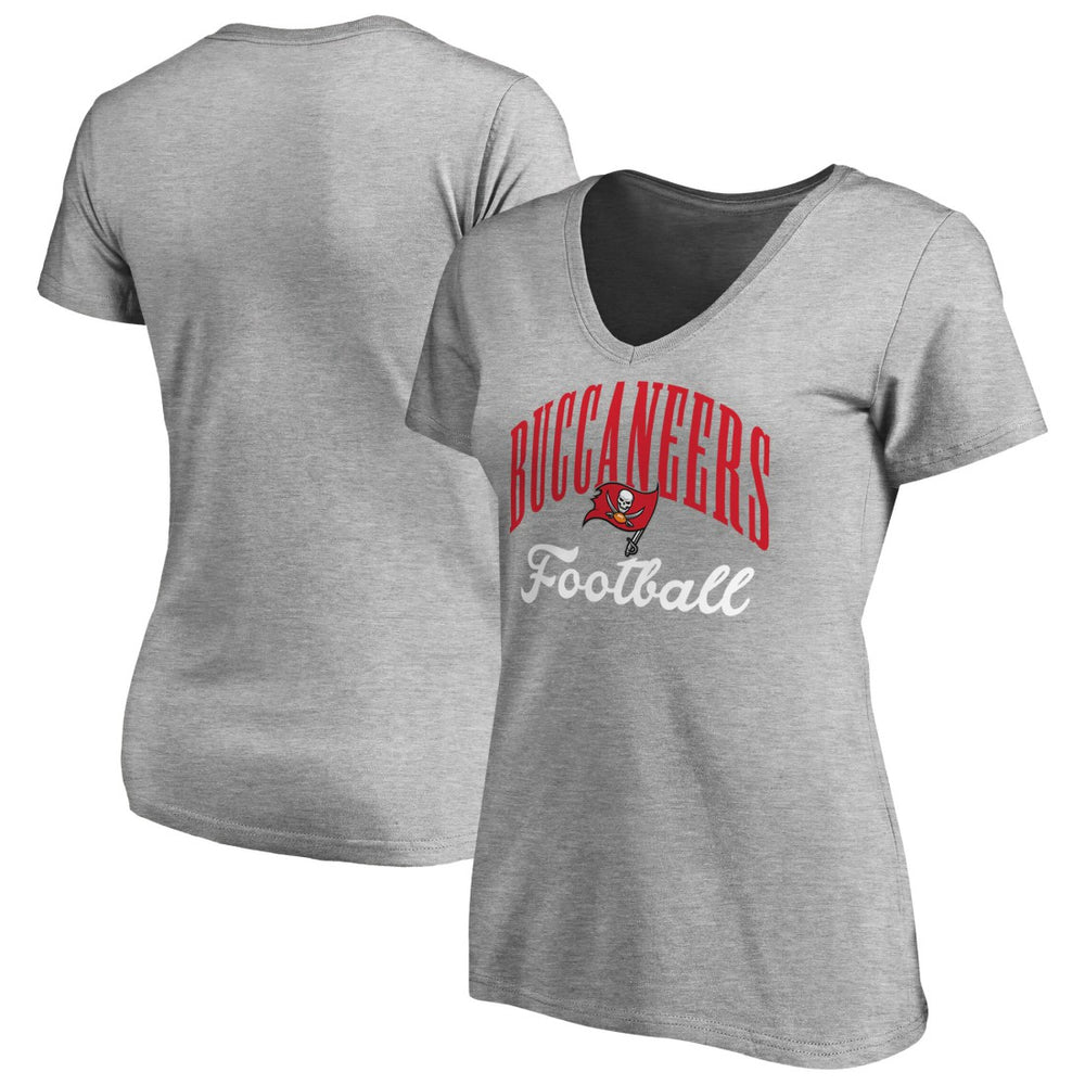 Tampa Bay Buccaneers Women's Victory Script V-Neck T-Shirt Heather Gray