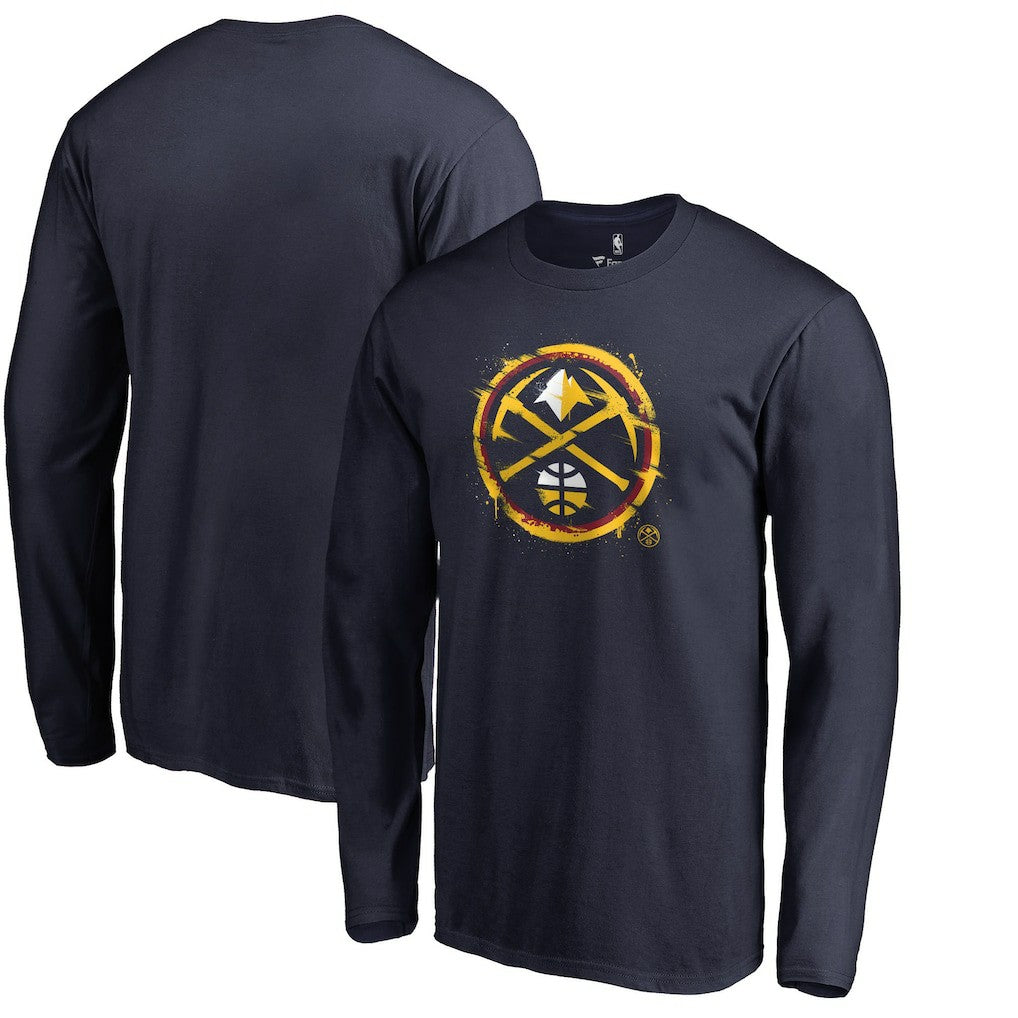 Denver Nuggets Splatter Logo Long Sleeve T-Shirt Navy