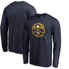 Denver Nuggets Splatter Logo Long Sleeve T-Shirt Navy