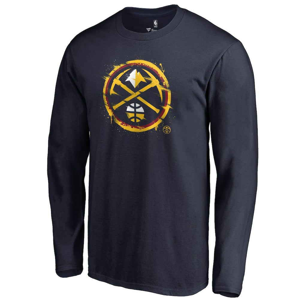 Denver Nuggets Splatter Logo Long Sleeve T-Shirt Navy