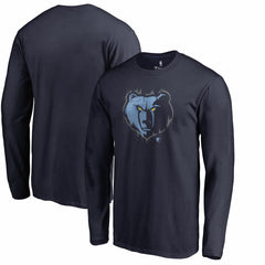 Memphis Grizzlies Splatter Logo Long Sleeve T-Shirt Navy