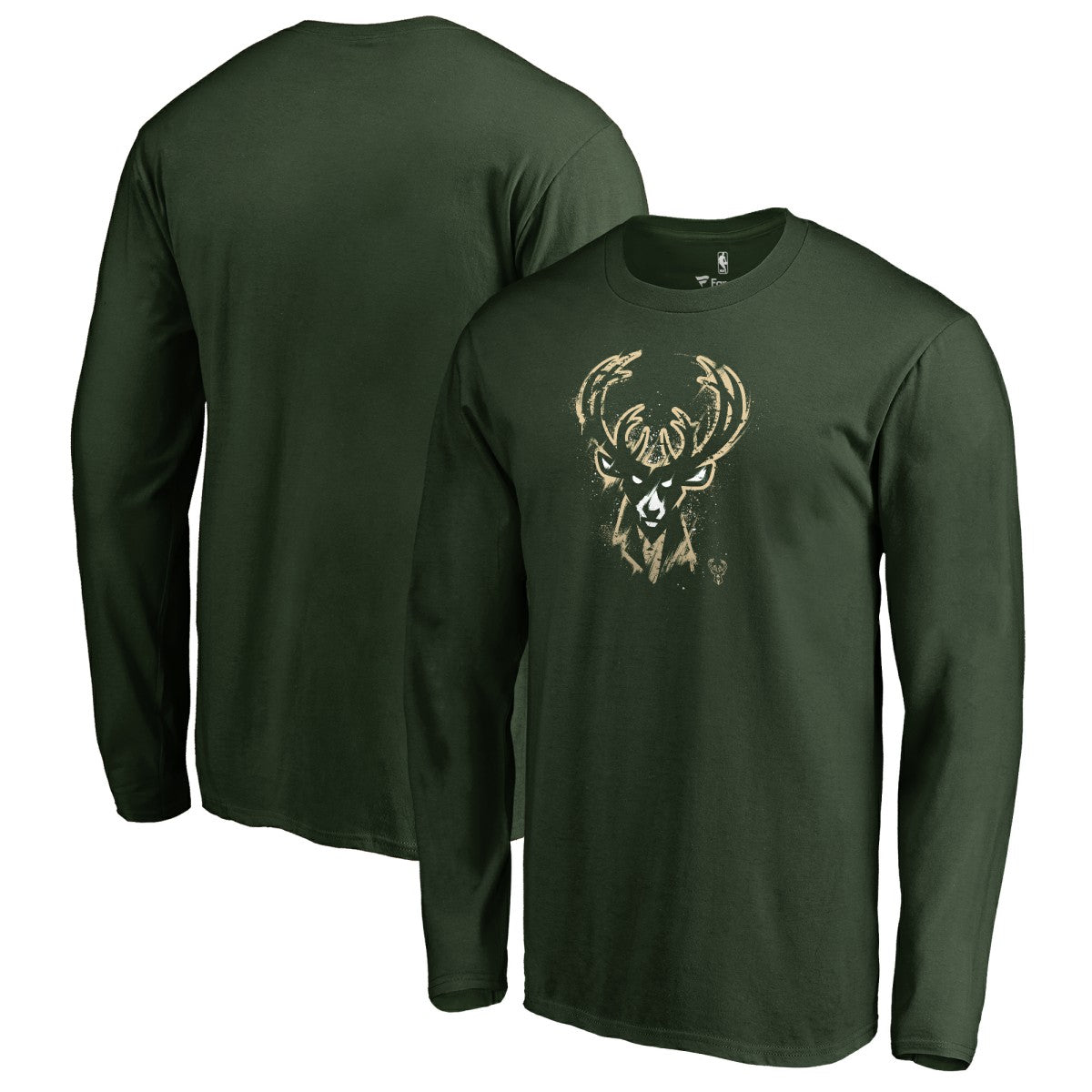 Milwaukee Bucks Splatter Logo Long Sleeve T-Shirt Green