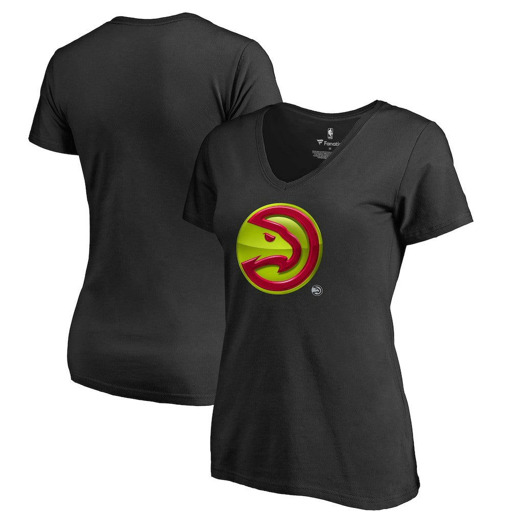 Atlanta Hawks Women's Midnight Mascot V-Neck T-Shirt Black