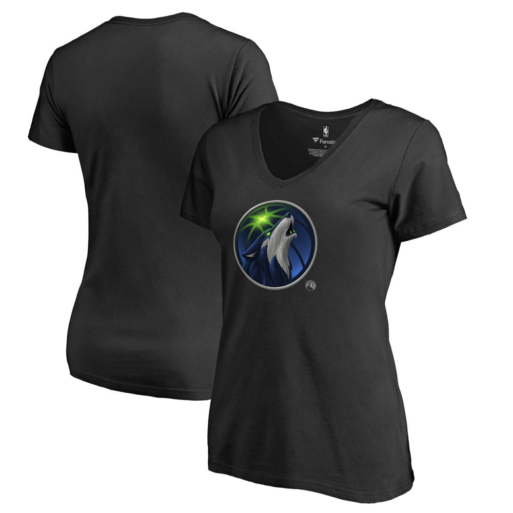 Minnesota Timberwolves Women's Midnight Mascot V-Neck T-Shirt Black