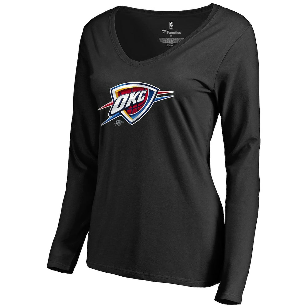 Oklahoma City Thunder Women's Midnight Mascot Long Sleeve V-Neck T-Shirt Black