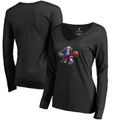 Philadelphia 76ers Women's Midnight Mascot Long Sleeve V-Neck T-Shirt Black