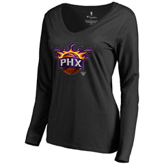 Phoenix Suns Women's Midnight Mascot Long Sleeve V-Neck T-Shirt Black