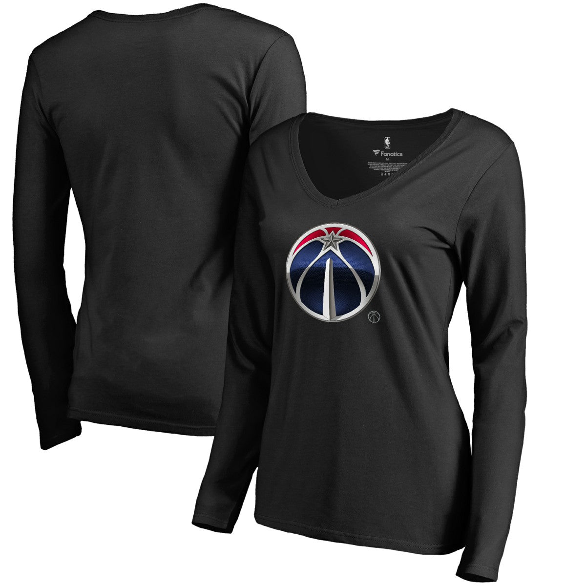 Washington Wizards Women's Midnight Mascot Long Sleeve V-Neck T-Shirt Black