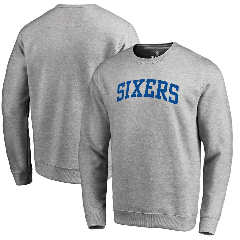 Philadelphia 76ers Wordmark II Pullover Sweatshirt Heathered Gray
