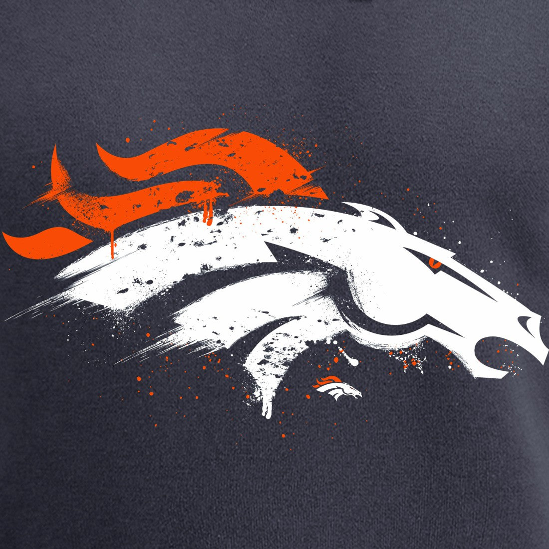 Denver Broncos Splatter Logo Pullover Hoodie Navy