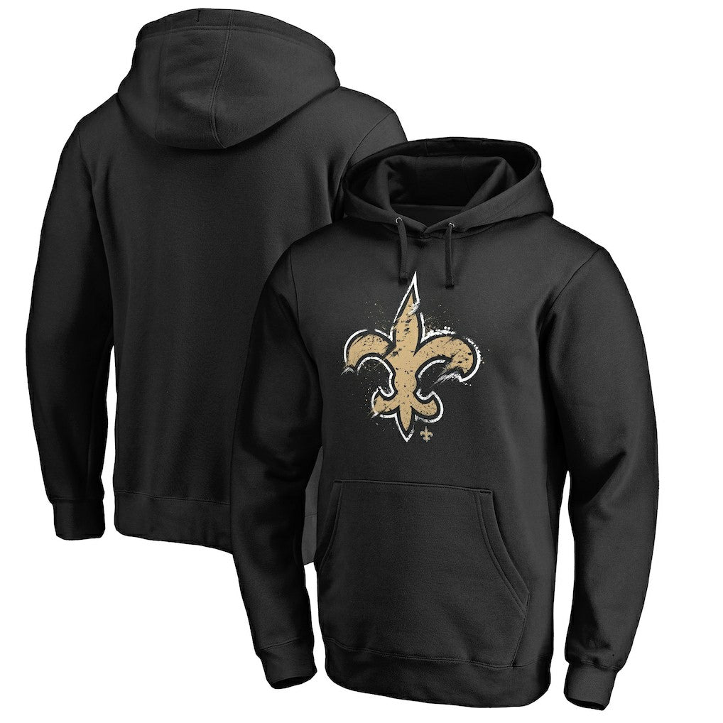 New Orleans Saints Splatter Logo Pullover Hoodie Black
