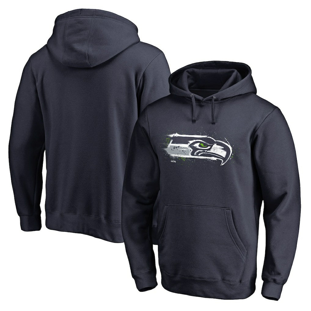 Seattle Seahawks Splatter Logo Pullover Hoodie College Navy