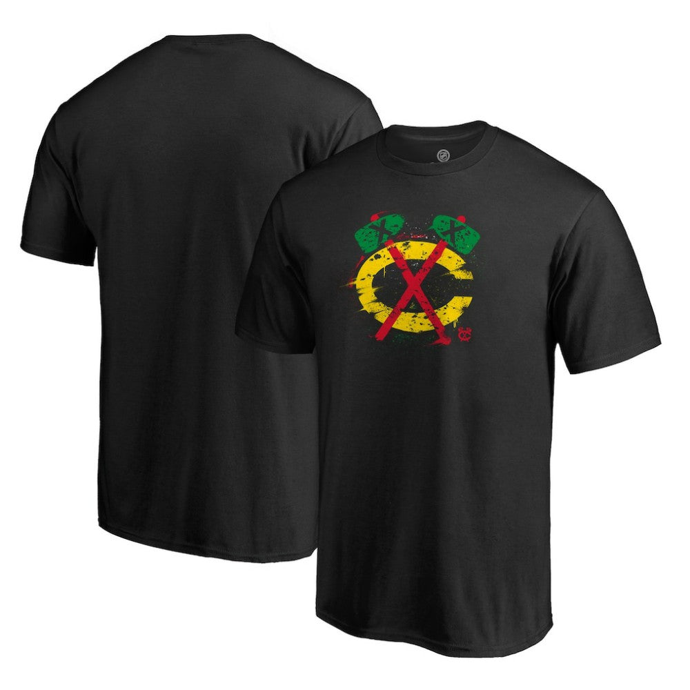 Chicago Blackhawks Splatter Logo T-Shirt - Black - NHL 2902242