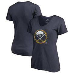 Buffalo Sabres Women's Splatter Logo V-Neck T-Shirt - Navy - NHL 2902301