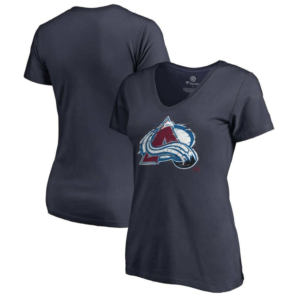 Colorado Avalanche Women's Splatter Logo V-Neck T-Shirt - Navy - NHL 2902305