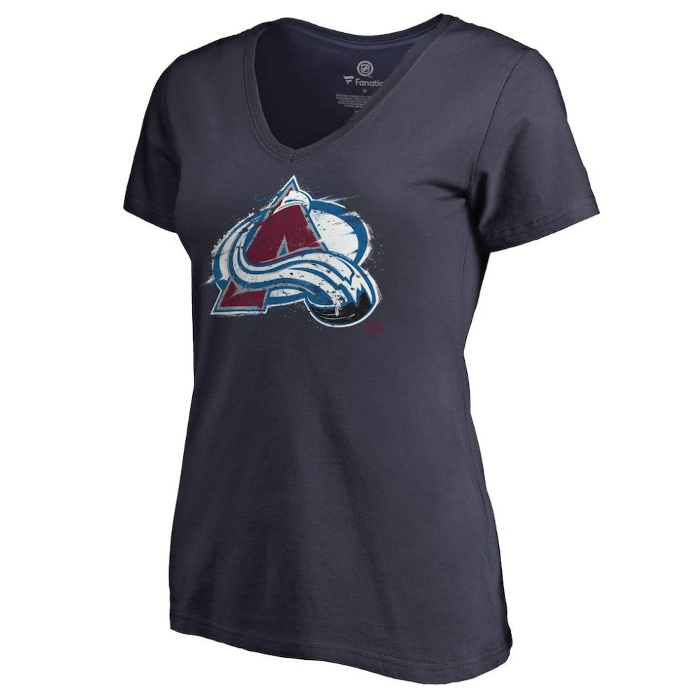 Colorado Avalanche Women's Splatter Logo V-Neck T-Shirt - Navy - NHL 2902305