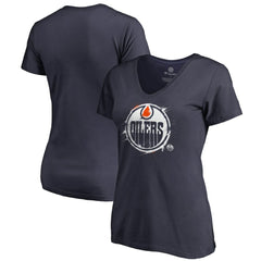 Edmonton Oilers Women's Splatter Logo V-Neck T-Shirt - Navy - NHL 2902309