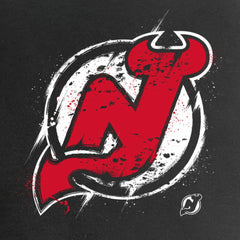 New Jersey Devils Women's Splatter Logo V-Neck T-Shirt - Black - NHL 2902315