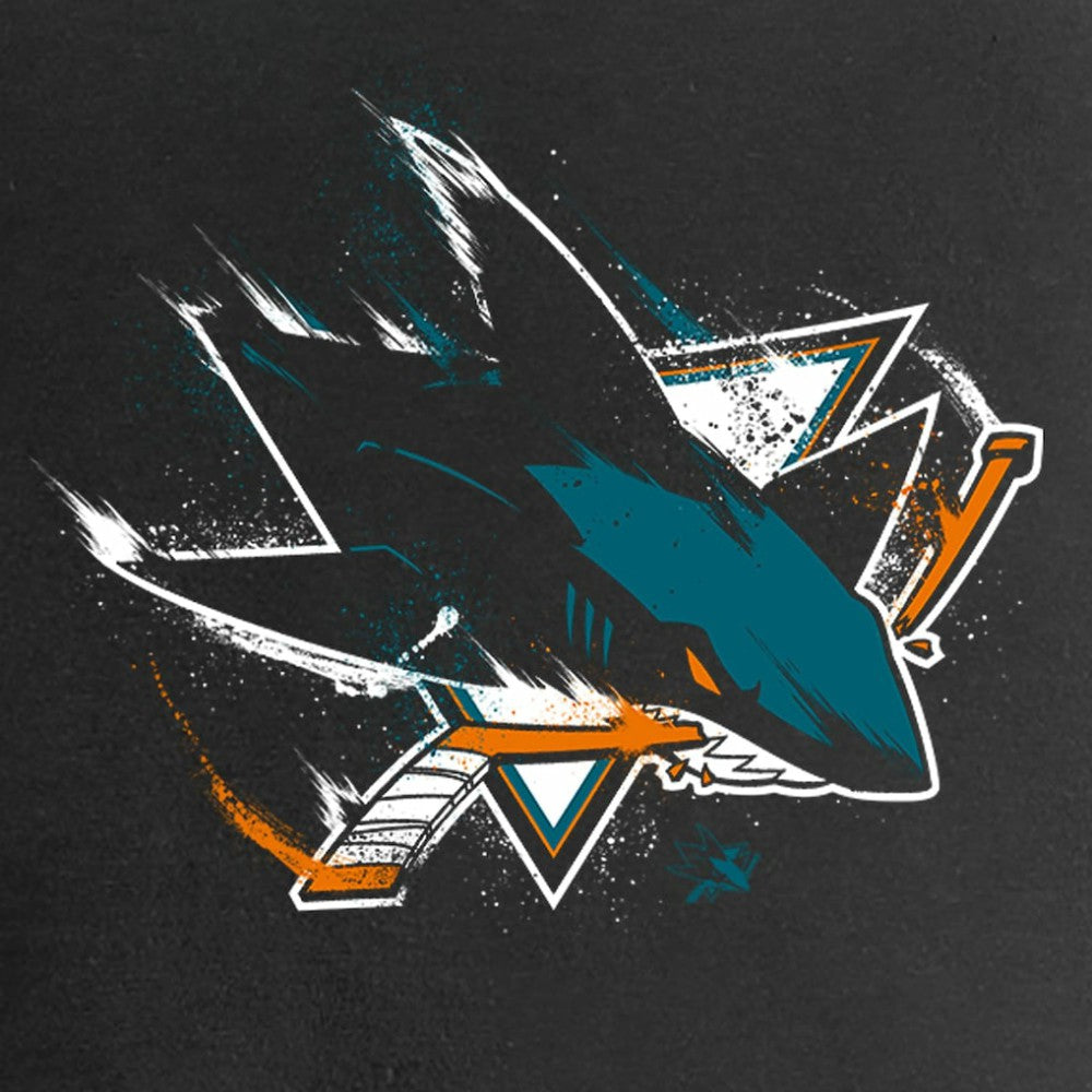 San Jose Sharks Women's Splatter Logo V-Neck T-Shirt - Black - NHL 2902321
