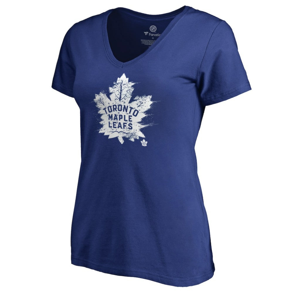 Toronto Maple Leafs Women's Splatter Logo V-Neck T-Shirt - Royal - NHL 2902324