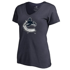 Vancouver Canucks Women's Splatter Logo V-Neck T-Shirt - Navy - NHL 2902325