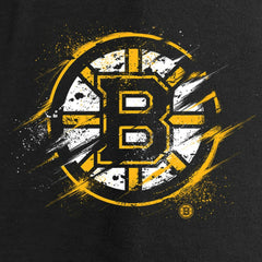Boston Bruins Women's Splatter Logo V-Neck Long Sleeve T-Shirt - Black - NHL 2902331