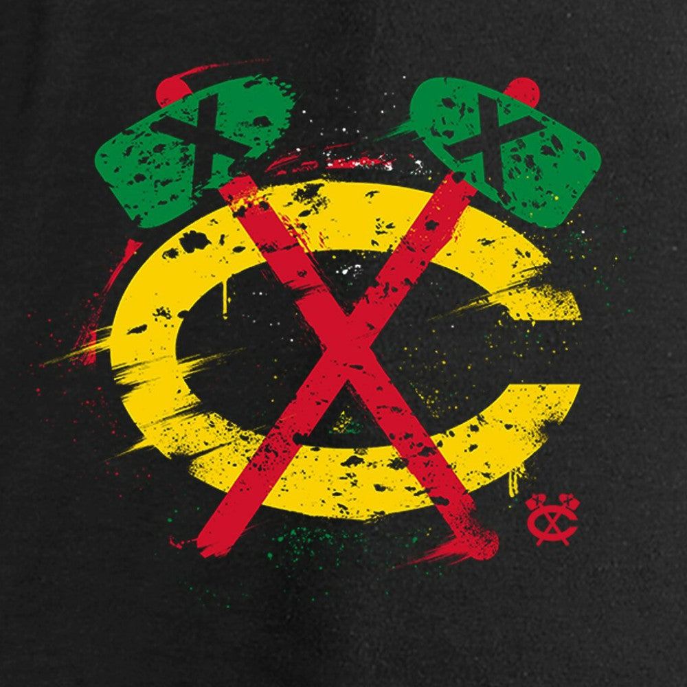 Chicago Blackhawks Women's Splatter Logo V-Neck Long Sleeve T-Shirt - Black - NHL 2902335