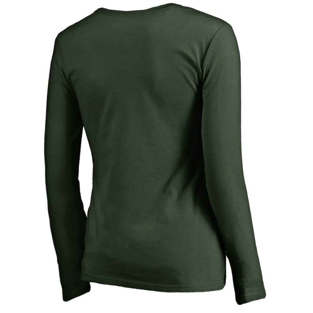 Minnesota Wild Women's Splatter Logo V-Neck Long Sleeve T-Shirt - Green - NHL 2902343