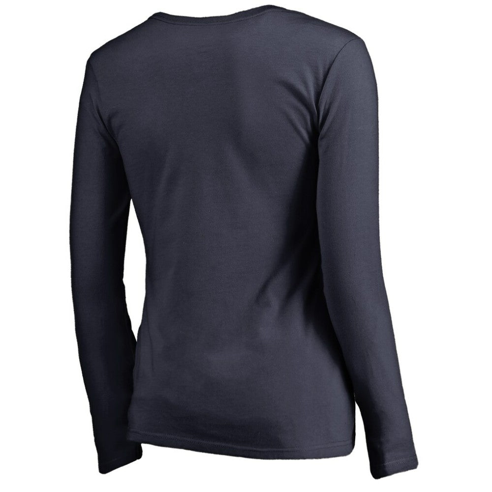 Nashville Predators Women's Splatter Logo V-Neck Long Sleeve T-Shirt - Navy - NHL 2902345