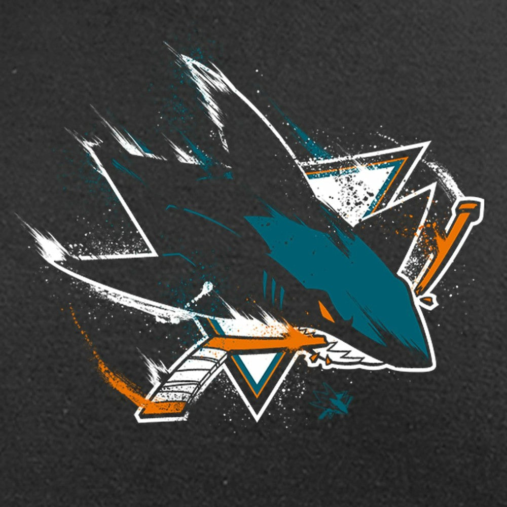 San Jose Sharks Splatter Logo Long Sleeve T-Shirt - Black - NHL 2902418