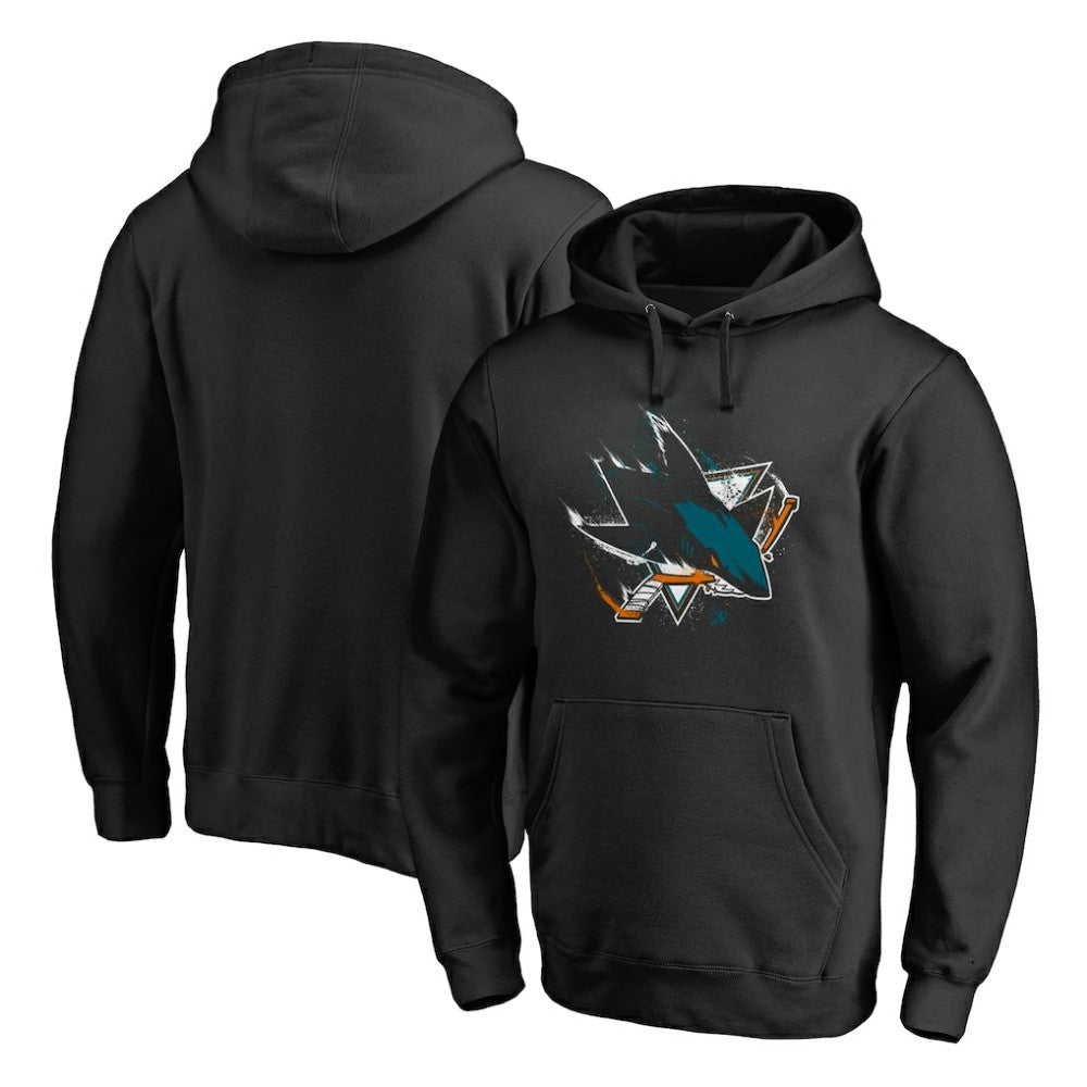 San Jose Sharks Splatter Logo Pullover Hoodie - Black - NHL 2902450