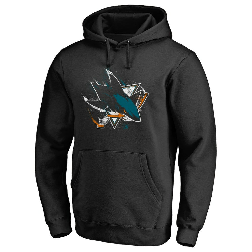 San Jose Sharks Splatter Logo Pullover Hoodie - Black - NHL 2902450
