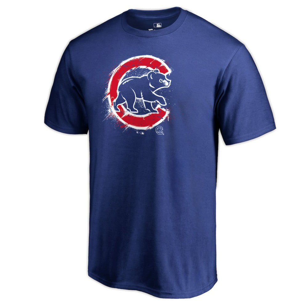 Chicago Cubs Splatter Logo T-Shirt - Royal - MLB Lifestyle