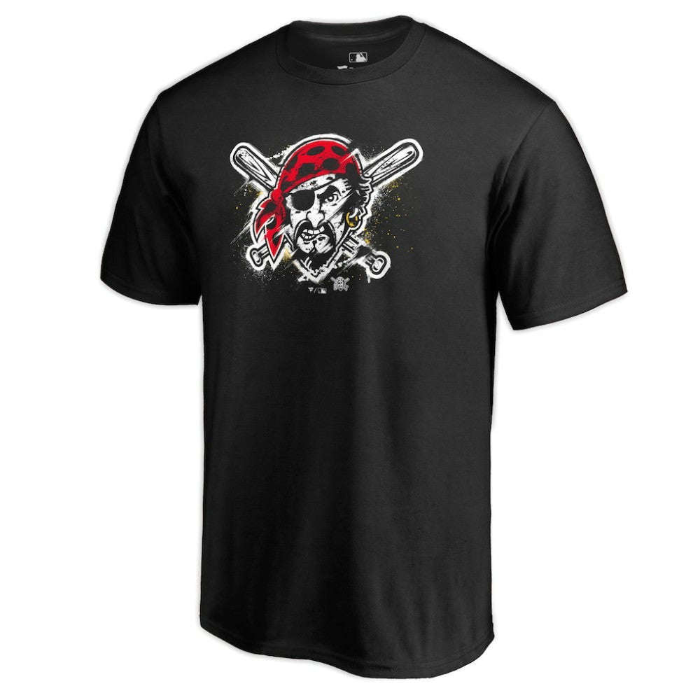Pittsburgh Pirates Splatter Logo T-Shirt - Black - MLB Discount