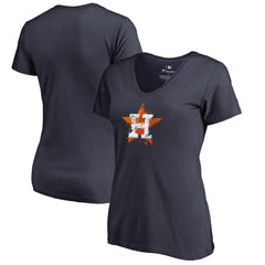 Houston Astros Women's Splatter Logo V-Neck T-Shirt - Navy - MLB Discount